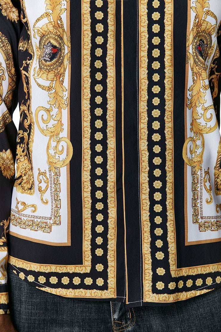 Men's Fashionable Gold Print Luxury Print Shirt