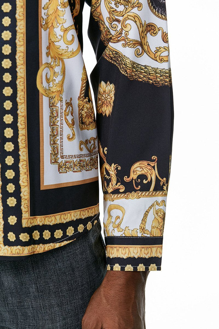 Men's Fashionable Gold Print Luxury Print Shirt