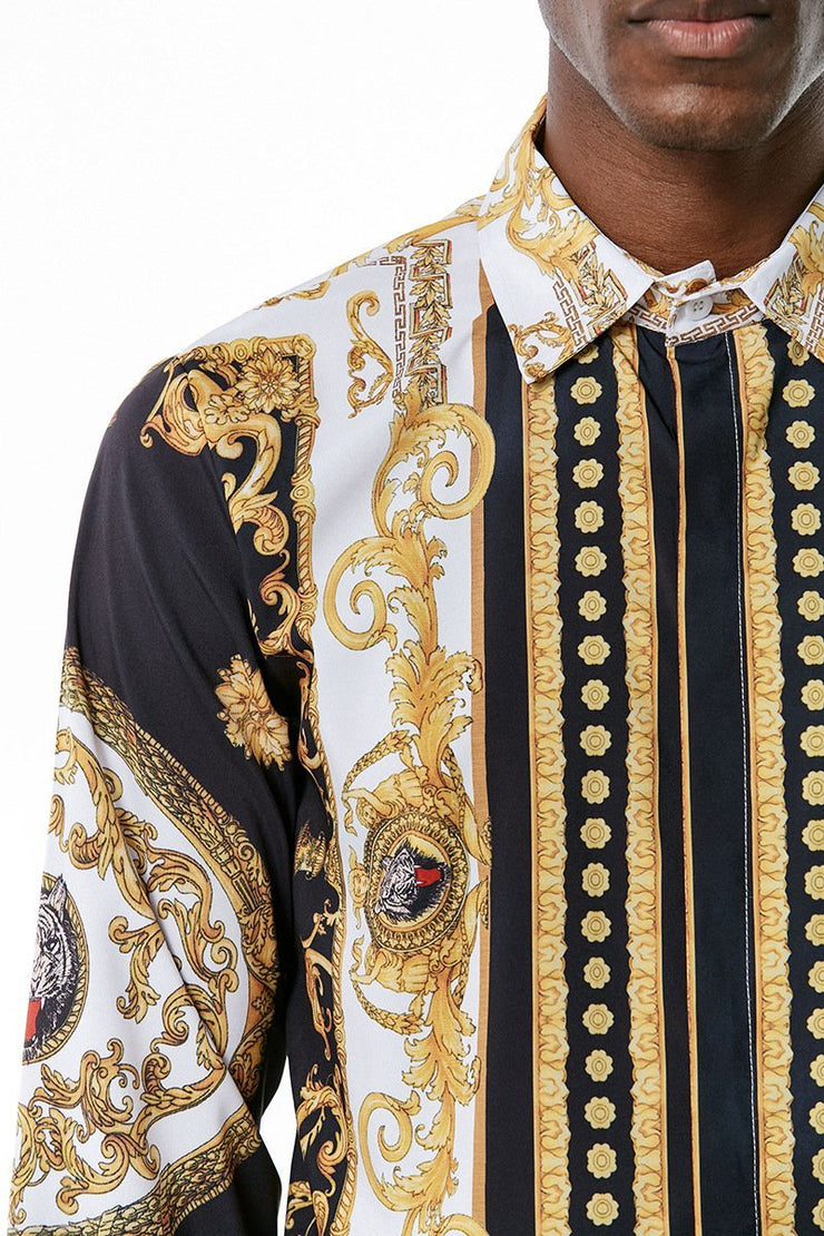 Men's Fashionable Gold Print Luxury Print Shirt