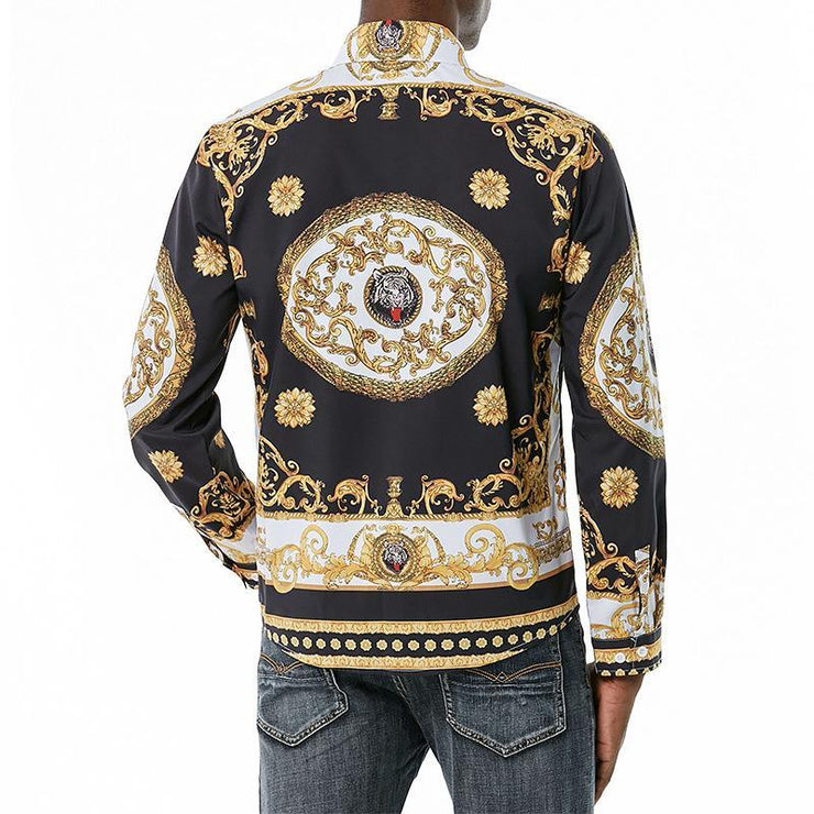 Men's Fashionable Gold Print Luxury Print Shirt