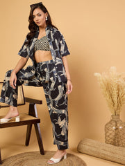 Stylish Summer Cat Print Two-Piece Cotton Co-ords Set for Women