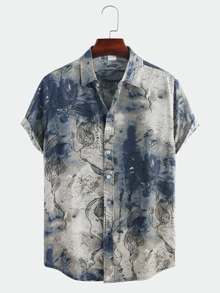 Abstract Smoky Pattern Printed Shirt - Men's Stylish Slim Fit Casual Wear