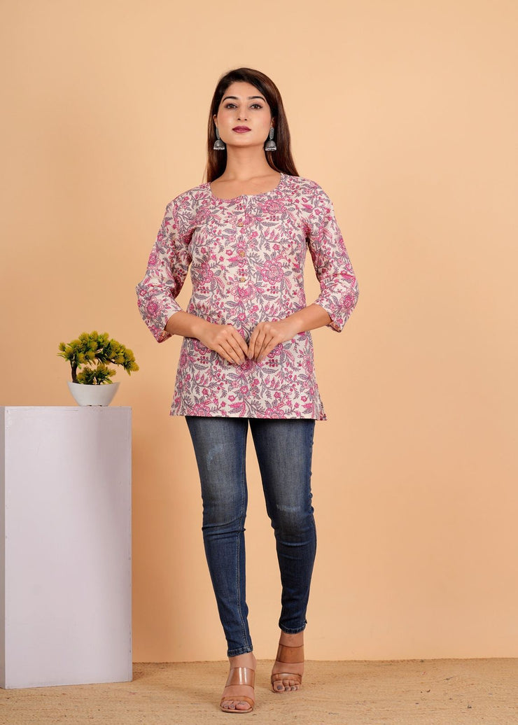 Sanganeri Printed Women’s short kurti