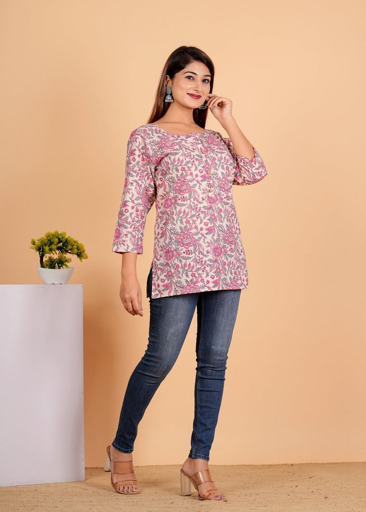 Sanganeri Printed Women’s short kurti