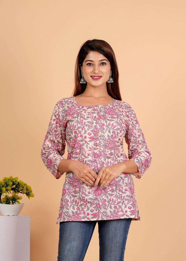 Sanganeri Printed Women’s short kurti