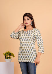 Sanganeri Printed Women’s short kurti