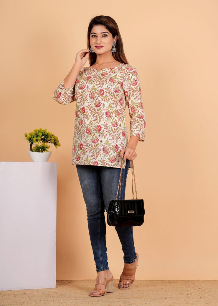 Sanganeri Printed Women’s short kurti