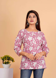 Sanganeri Printed Women’s short kurti