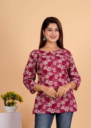 Sanganeri Printed Women’s short kurti