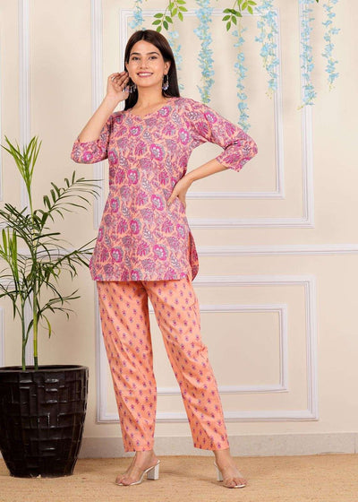 Sanganeri printed Cotton Co-Ord set for Women