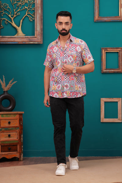 Men's Jaipur Print Cotton Shirt – Vibrant Ethnic Design