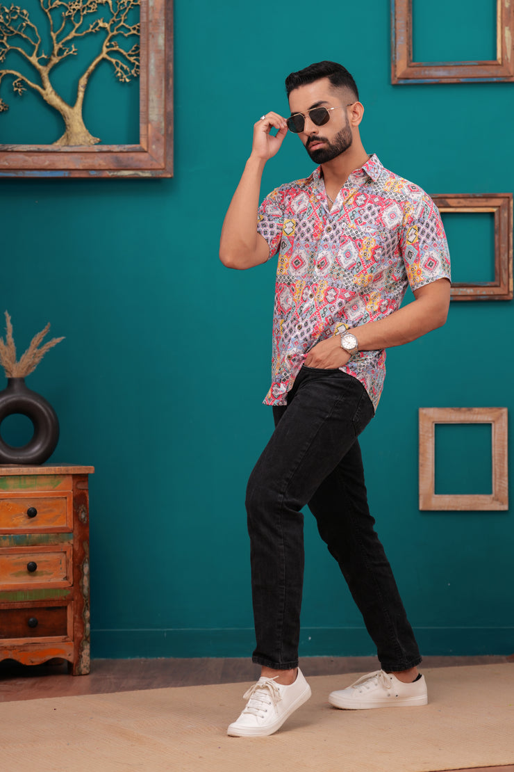 Men's Jaipur Print Cotton Shirt – Vibrant Ethnic Design