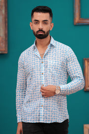 Men's Jaipur Cotton Shirt with Blue Elephant Print – Fun and Casual