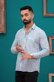 Men's Jaipur Cotton Shirt with Blue Elephant Print – Fun and Casual