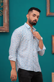 Men's Jaipur Cotton Shirt with Blue Elephant Print – Fun and Casual