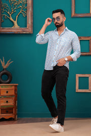 Men's Jaipur Cotton Shirt with Blue Elephant Print – Fun and Casual