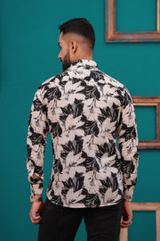 Men's Abstract Black and White Print Jaipur Full Sleeve Shirt – Artistic Design