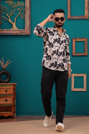 Men's Abstract Black and White Print Jaipur Full Sleeve Shirt – Artistic Design