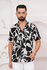 Men's Abstract Black and White Print Shirt – Bold Modern Design