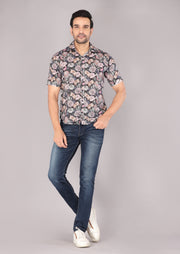 Men's Floral Print Paradise Short Sleeve Shirt in Pastel Tones