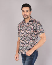 Men's Floral Print Paradise Short Sleeve Shirt in Pastel Tones