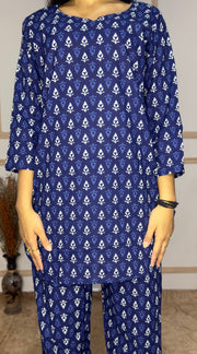 Indigo hand block printed Cotton Co-Ord set