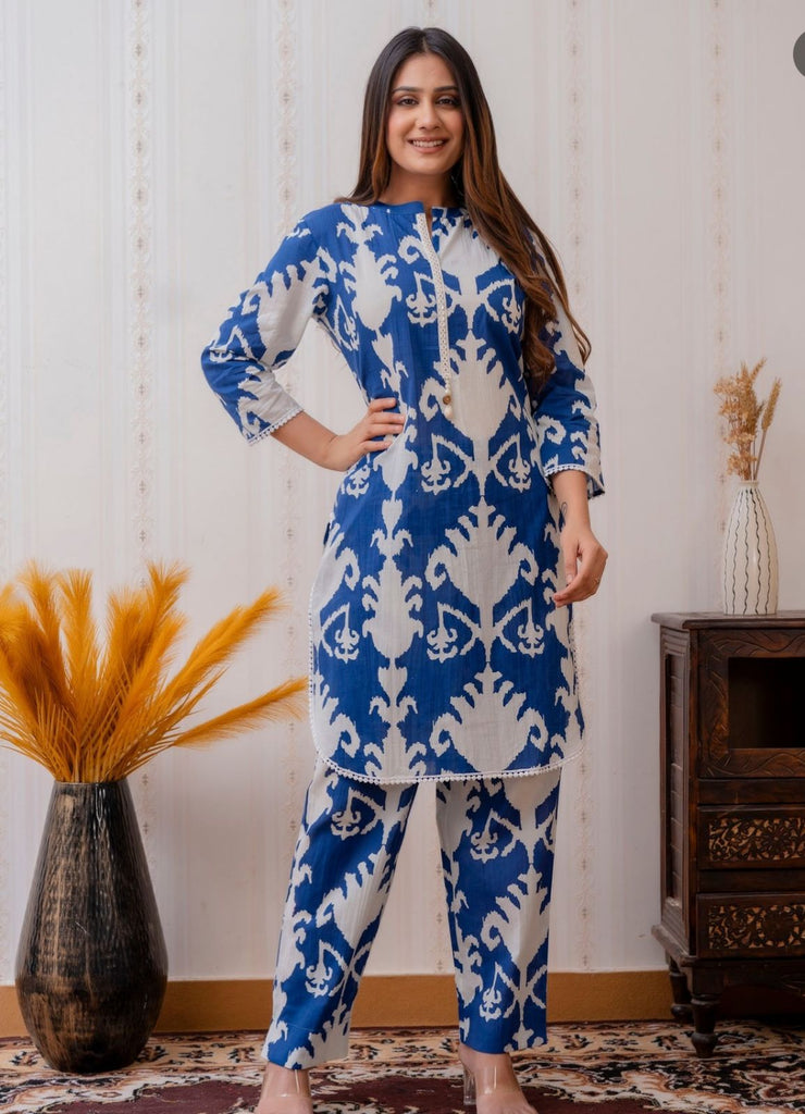 Blue Ikat Printed Co-ord Set