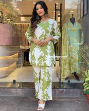 Green Ikat Printed Co-ord Set