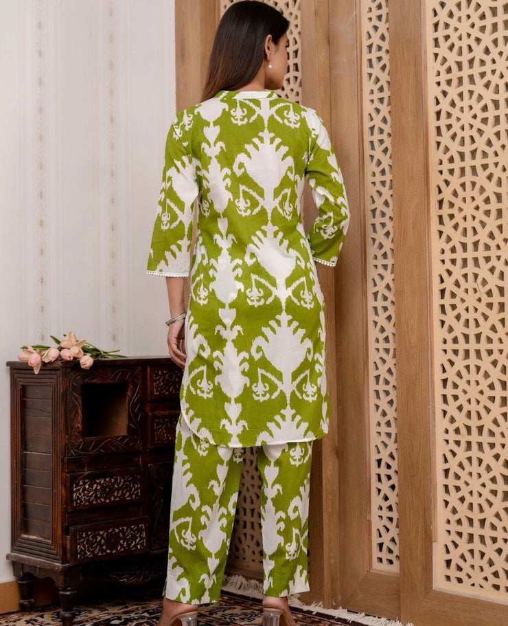 Green Ikat Printed Co-ord Set