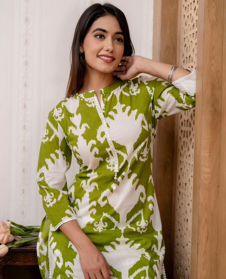 Green Ikat Printed Co-ord Set