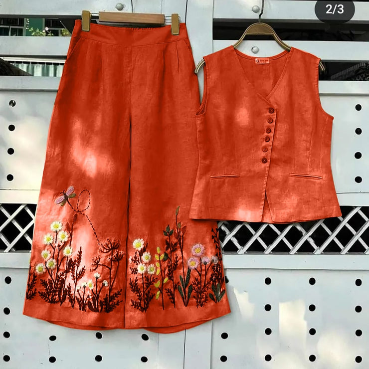 Beating Dance Orange Cotton Coord Set