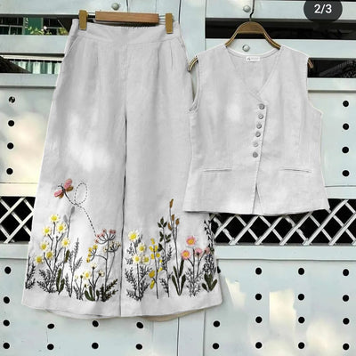 Beating Dance White Cotton Coord Set