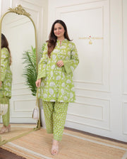 Green Printed Co-ord Set with Bell Sleeves