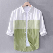 White & Green Shade Smart Men's Shirt - Full Sleeves, Slim Fit